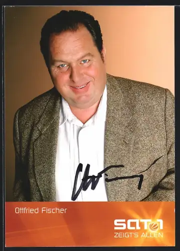 AK Schauspieler Ottfried Fischer im Anzug, Autograph