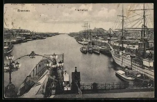 AK Bremen, Blick in den Freihafen