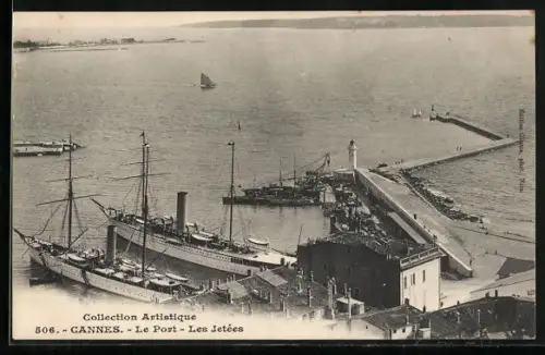 AK Cannes, Le Port, Les Jetées
