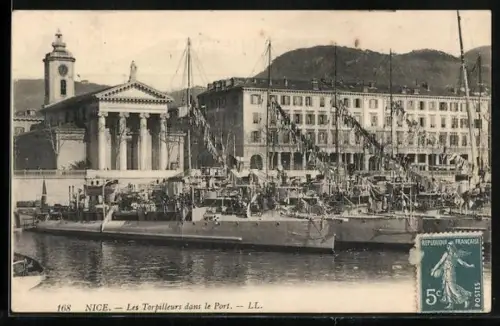 AK Nice, Les Torpilleurs dans le Port, Kriegsschiff