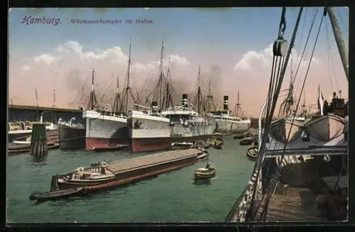 AK Hamburg, Wörmanndampfer im Hafen