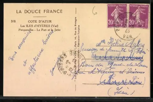 AK Porquerolles, Le Port et la Jetée