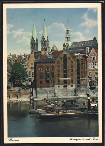 AK Bremen, Weserpartie mit Dom