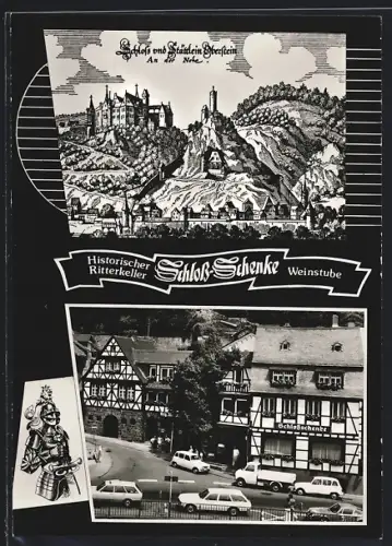 AK Idar-Oberstein, Schloss und Schloss-Schenke, Historischer Ritterkeller, Weinstube