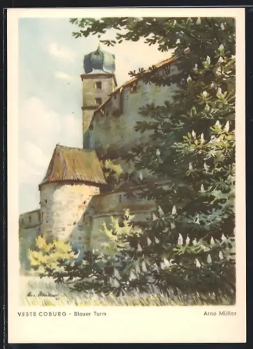 Künstler-AK Coburg, Veste Coburg, Blauer Turm
