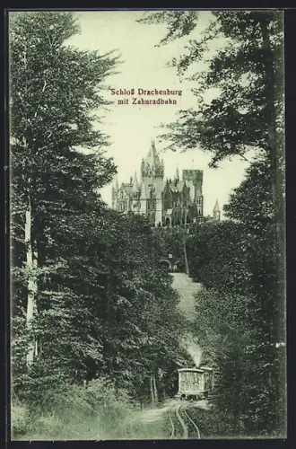 AK Königswinter, Schloss Drachenburg mit Zahnradbahn