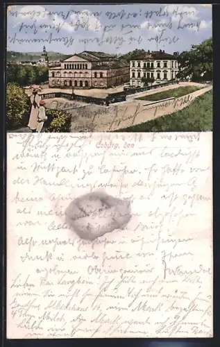AK Coburg, Ortspartie mit Gebäuden u. Anlage