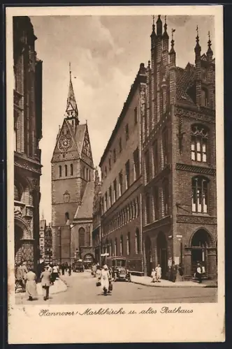 AK Hannover, Marktkirche u. altes Rathaus