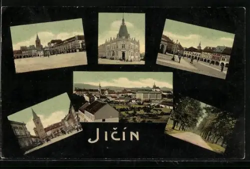 AK Jitschin / Gitschin / Jicin, verschiedene Ortsansichten