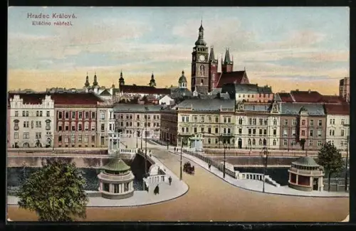 AK Königgrätz / Hradec Kralove, Eliscino nábrezi, Pferdekutsche