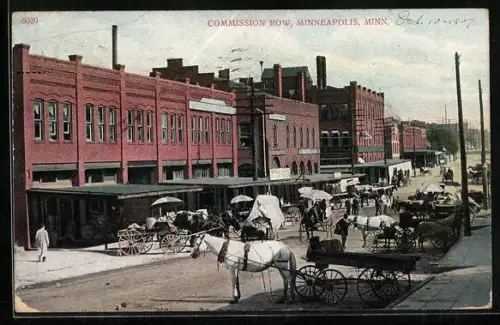 AK Minneapolis, MN, Commission Row, Pferdegespanne