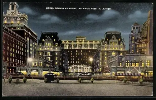 AK Atlantic City, NJ, Hotel Dennis at Night