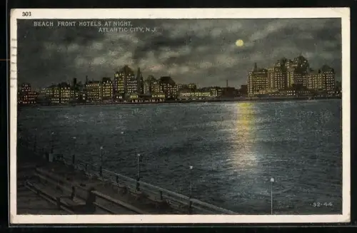 AK Atlantic City, NJ, Beach Front Hotels at Night