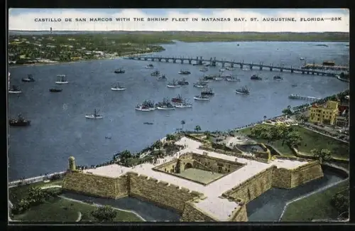 AK St. Augustine, FL, Castillo de San Marcos with the Shrimp Fleet in Matanzas Bay