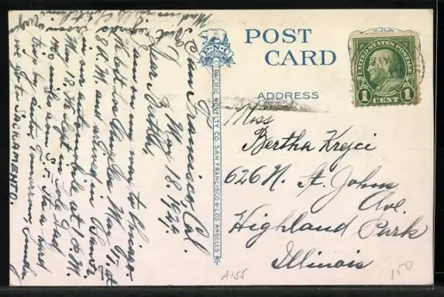 AK San Francisco, CA, Aeroplane View, Business Section and Water Front