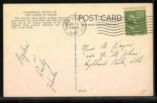 AK San Francisco, CA, California Palace of the Legion of Honor