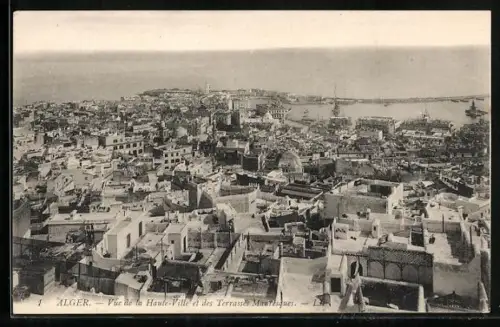 AK Alger, Vue de la Haute-Ville et des Terrasses Mauresques
