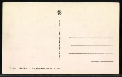 AK Biskra, Vue Generale sur le Col Sfa