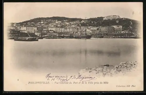 AK Philippeville, Vue Generale du Port et de la Ville prise du Mole