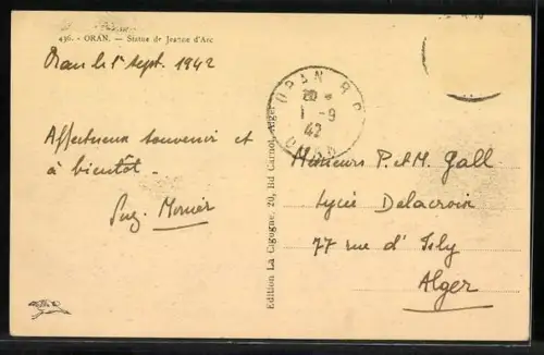 AK Oran, Statue de Jranne d`Arc