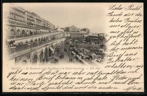 AK Alger, Le Boulevard de la Republique et le Palais Consulaire