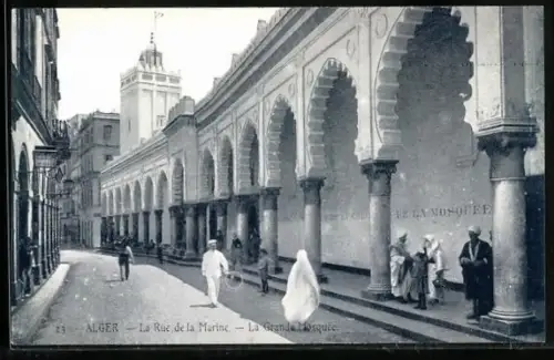 AK Alger, La Rue de la Marine, La Grande Mosquée