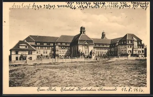AK Essen-Ruhr, Elisabeth-Krankenhaus, Seitenansicht
