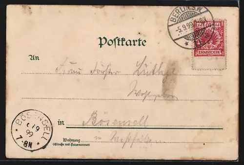 Lithographie Berlin, Nationaldenkmal, Reiterstandbild