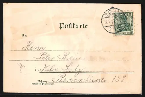 Lithographie Bonn, Bahnhof, Coblenzer Thor, Neuthor