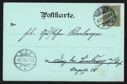 Mondschein-Lithographie Barmen, Altermarkt, Werther Bollwerk, Luftkurhaus