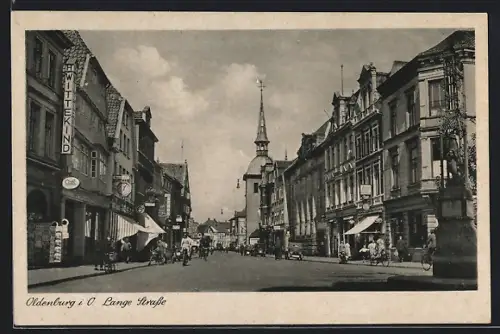 AK Oldenburg i. O., Lange Strasse mit Geschäften