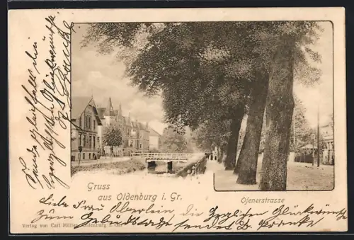 AK Oldenburg i. Gr., Ofenerstrasse, Kanal, Wohnhäuser