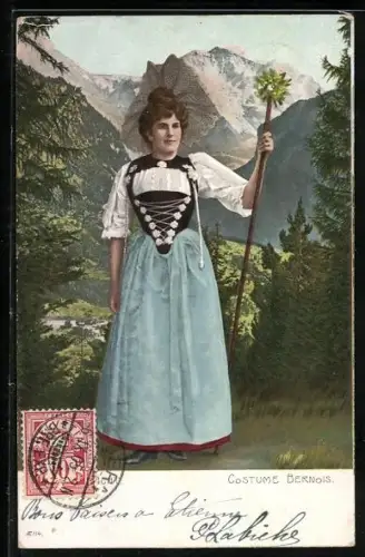 AK Bern, Costume Bernois, Frau in Tracht