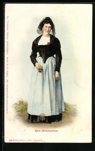AK Bern, Frau in Tracht aus dem Simmenthal