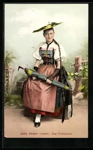 AK Freiämtlerin in schweizer Volkstracht