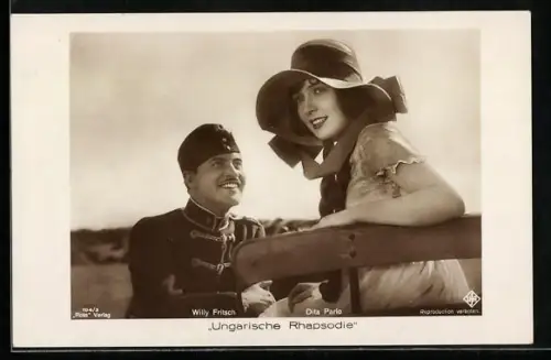 AK Filmszene aus dem Film Ungarische Rhapsodie mit Willy Fritsch und Dita Parlo