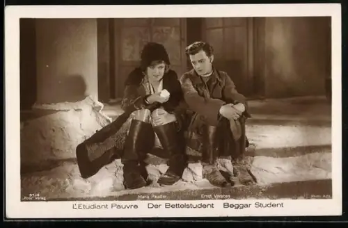 AK Filmszene aus Der Bettelstudent, Maria Paudler und Ernst Verebes
