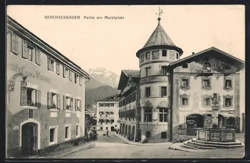 AK Berchtesgaden, Partie am Marktplatz, Gasthaus zum Neuhaus