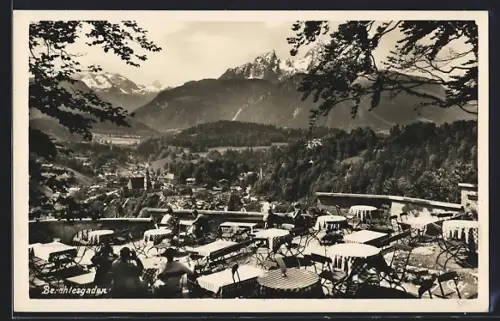 AK Berchtesgaden, Blick vom Restaurant und Café Lockstein, Steinernes Meer, Schönfeldspitze, Watzmann