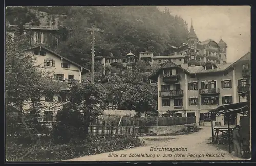 AK Berchtesgaden, Blick zur Sooleleitung, Hotel Pension-Reinbold