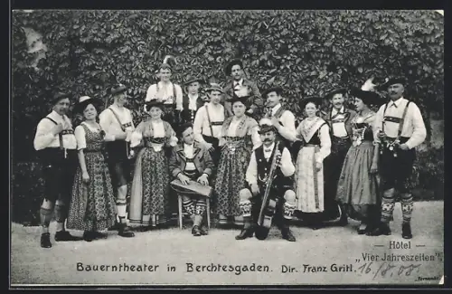 AK Berchtesgaden, Bauerntheater, Dir. Franz Gritl, Hotel Vier Jahreszeiten