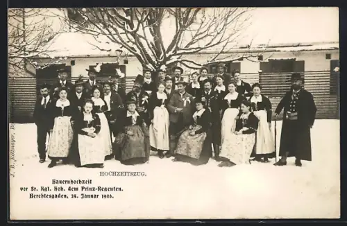 AK Berchtesgaden, Bauernhochzeit vor dem Prinz-Regenten 1903