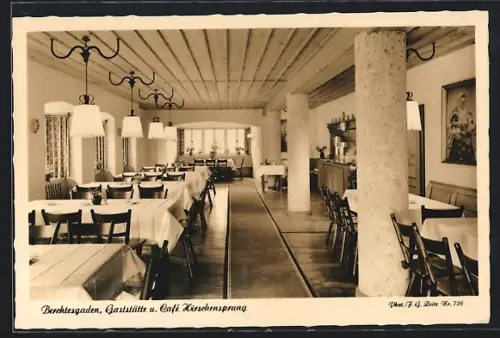 AK Berchtesgaden, Gasthaus und Café Hirschensprung, Inh. R. Brandl, Innenansicht