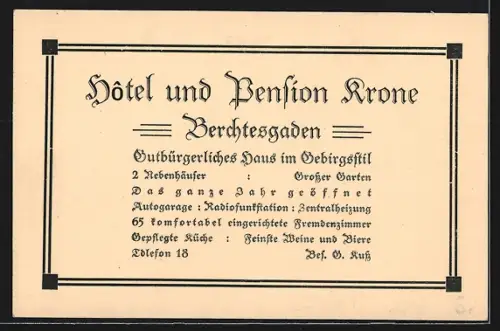 AK Berchtesgaden, Hotel und Pension Krone, Dependance Villa