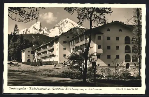 AK Berchtesgaden, Wohnbauwerk, Gaststätte Hirschensprung, Watzmann