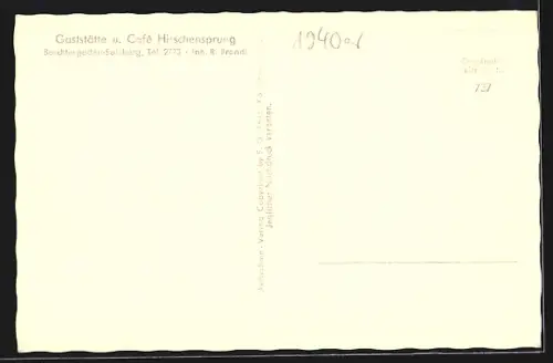 AK Berchtesgaden, Wohnbauwerk, Gaststätte Hirschensprung, Watzmann