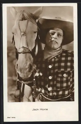 AK Schauspieler Jack Hoxie mit Pferd