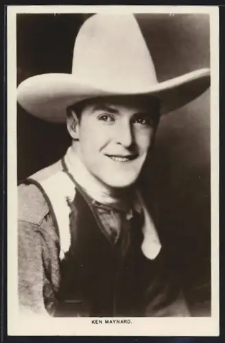 AK Schauspieler Ken Maynard in Cowboyhut und Weste