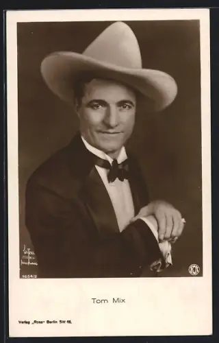 AK Schauspieler Tom Mix in Anzug und Hut