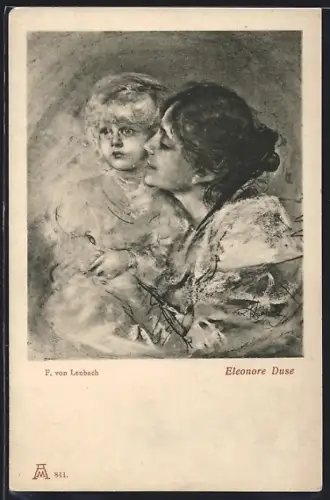 Künstler-AK Schauspielerin Eleonore Duse mit Kind